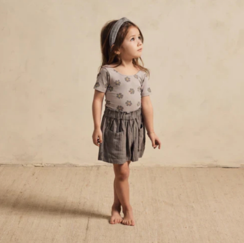 Paperbag Shorts Rylee and Cru 8-9Y, Linen blend, Ink Grey, Elastic Waist Pockets
